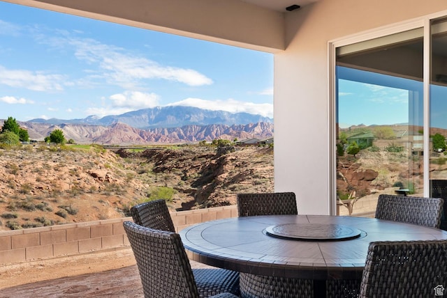 921 N Camino Pico N, Washington, UT 84780 - wooden deck featuring a mountain view and outdoor dining space
