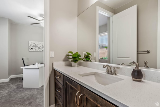 750 W 1860 N, Washington, UT 84780 - bathroom featuring a ceiling fan, vanity, and baseboards