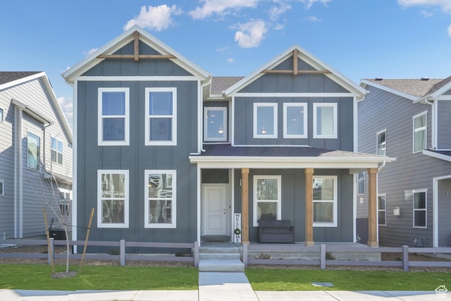 view of front of house featuring board and batten siding and a porch