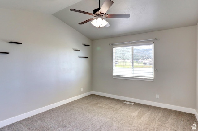 198 E 1430 S, Nephi, UT 84648 - unfurnished room with lofted ceiling, baseboards, light colored carpet, and a ceiling fan
