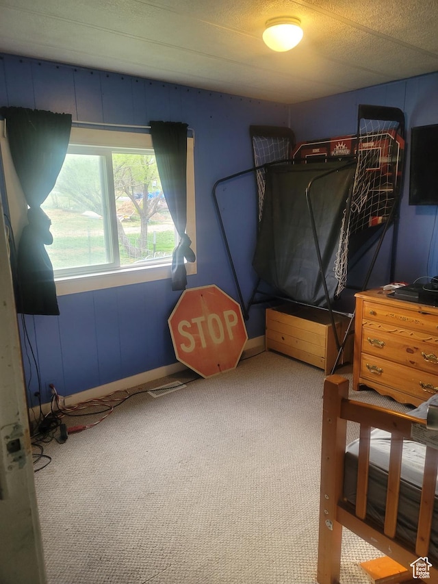 bedroom featuring carpet