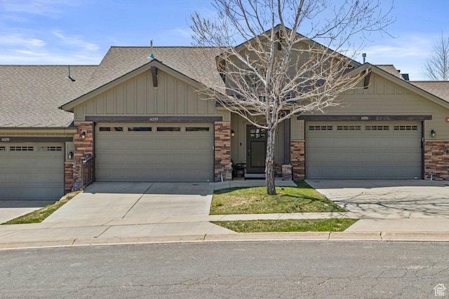 14295 N Council Fire Trl, Kamas, UT 84036 - craftsman house featuring board and batten siding, a garage, driveway, and roof with shingles