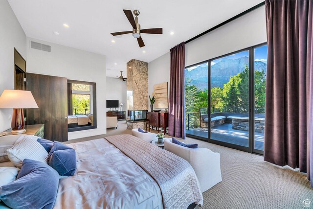 1203 Canyon Springs Rd, Springdale, UT 84767 - bedroom featuring carpet, access to exterior, and recessed lighting