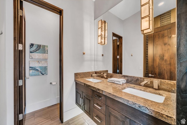 1203 Canyon Springs Rd, Springdale, UT 84767 - full bath with double vanity and wood finished floors