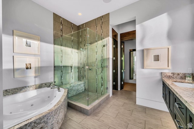 1203 Canyon Springs Rd, Springdale, UT 84767 - bathroom featuring a shower stall, a whirlpool tub, and vanity