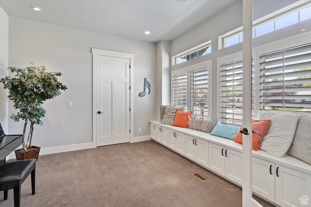 5707 Scenic Ln, Mountain Green, UT 84050 - sitting room with light colored carpet, recessed lighting, and baseboards