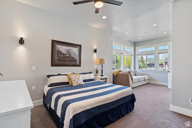 5707 Scenic Ln, Mountain Green, UT 84050 - carpeted bedroom featuring baseboards, recessed lighting, and a ceiling fan