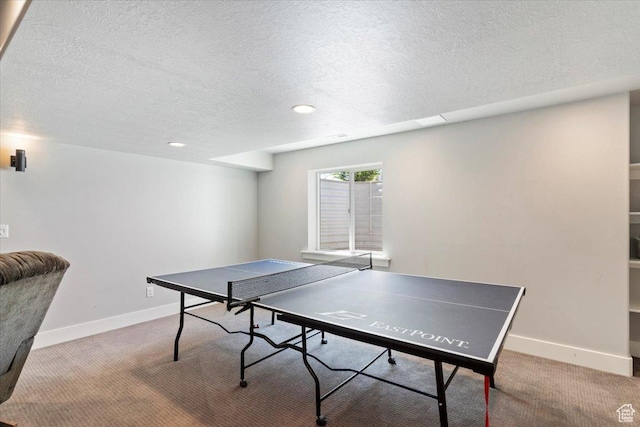 5707 Scenic Ln, Mountain Green, UT 84050 - recreation room with a textured ceiling, carpet flooring, baseboards, and recessed lighting