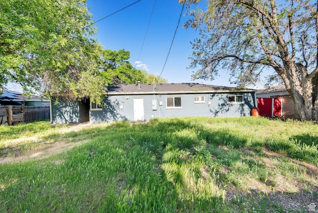 back of property with fence