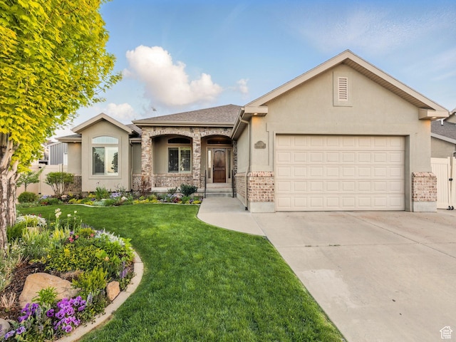 636 Quartz Dr, Santaquin, UT 84655 - view of front facade with an attached garage, driveway, and stucco siding