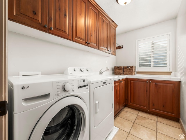 636 Quartz Dr, Santaquin, UT 84655 - laundry area with washing machine and dryer, cabinet space, and light tile patterned floors