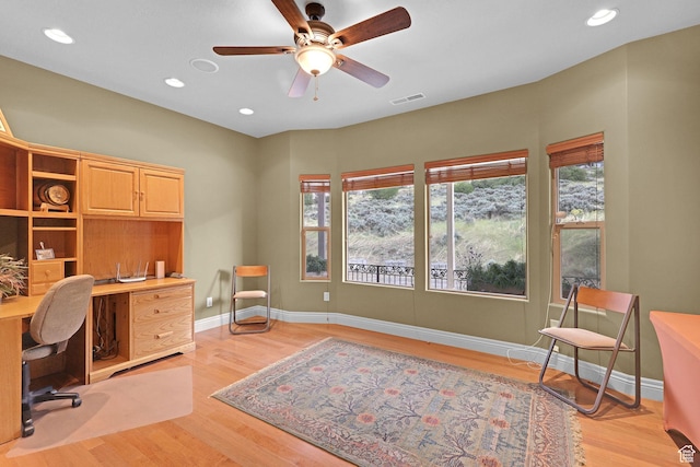 395 S 200 E, Willard, UT 84340 - office space featuring a ceiling fan, light wood finished floors, baseboards, and recessed lighting