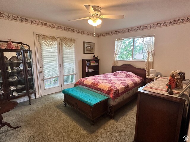 2756 S 725 W, Perry, UT 84302 - bedroom with access to outside, carpet, and a ceiling fan