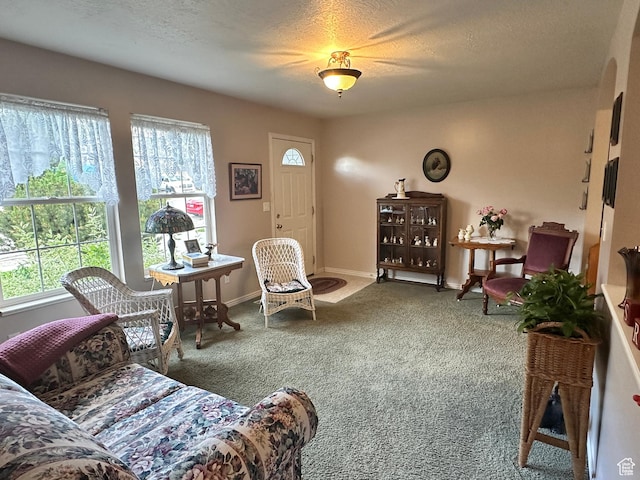 2756 S 725 W, Perry, UT 84302 - carpeted living area featuring plenty of natural light, a textured ceiling, and baseboards
