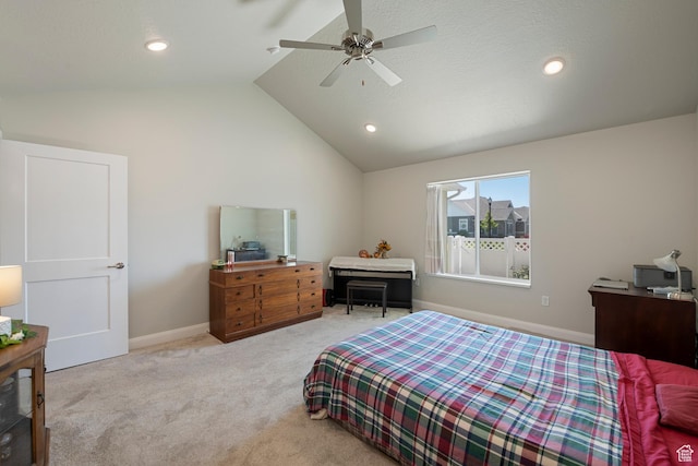 516 E Lone Star Ln Unit A, Saratoga Springs, UT 84045 - bedroom featuring lofted ceiling, carpet flooring, a ceiling fan, recessed lighting, and baseboards