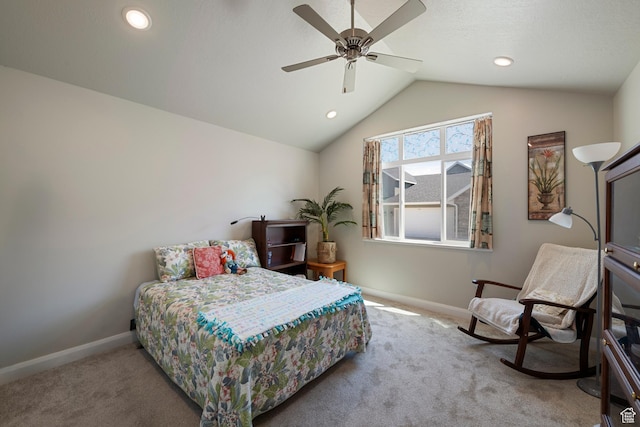 516 E Lone Star Ln Unit A, Saratoga Springs, UT 84045 - carpeted bedroom with baseboards, lofted ceiling, a ceiling fan, and recessed lighting