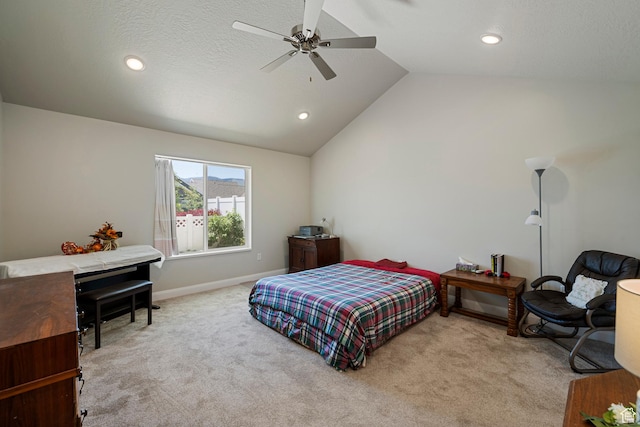 516 E Lone Star Ln Unit A, Saratoga Springs, UT 84045 - carpeted bedroom featuring vaulted ceiling, a ceiling fan, recessed lighting, and baseboards