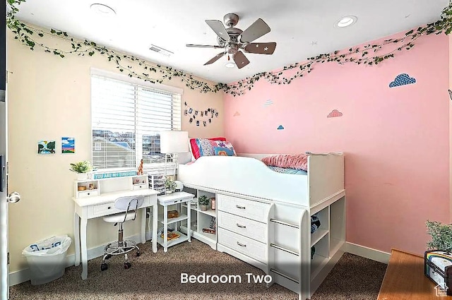 bedroom with baseboards and recessed lighting