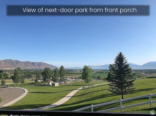 view of community featuring a mountain view