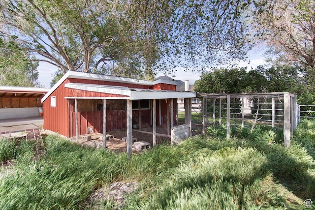 view of poultry coop with fence