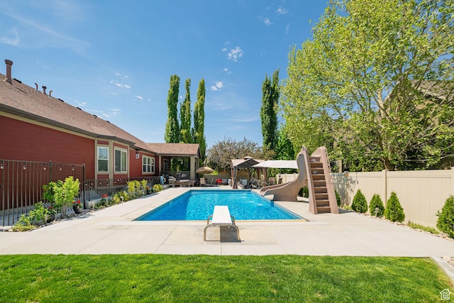 1608 W Boulder Creek Ln S, Layton, UT 84041 - view of pool with a water slide and a patio