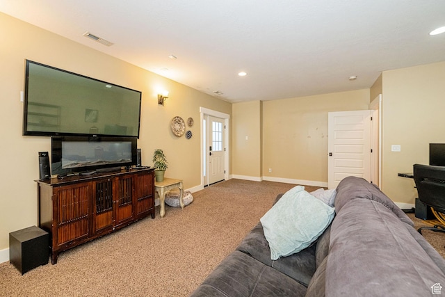 1608 W Boulder Creek Ln S, Layton, UT 84041 - living area with light colored carpet, baseboards, and recessed lighting