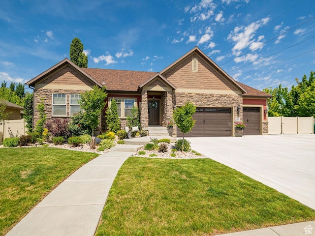 1608 W Boulder Creek Ln S, Layton, UT 84041 - craftsman house featuring stone siding, an attached garage, and concrete driveway