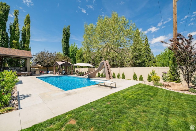 1608 W Boulder Creek Ln S, Layton, UT 84041 - view of pool featuring a gazebo, a water slide, and a patio