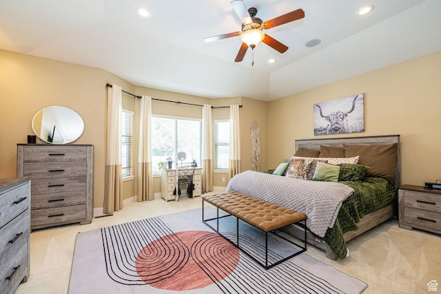 1608 W Boulder Creek Ln S, Layton, UT 84041 - bedroom featuring light colored carpet, recessed lighting, ceiling fan, and baseboards