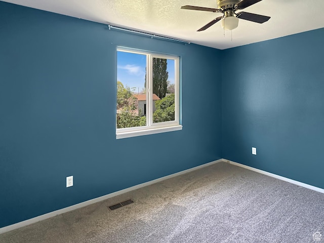 45 W 200 N, Castle Dale, UT 84513 - unfurnished room with ceiling fan, carpet flooring, baseboards, and a textured ceiling