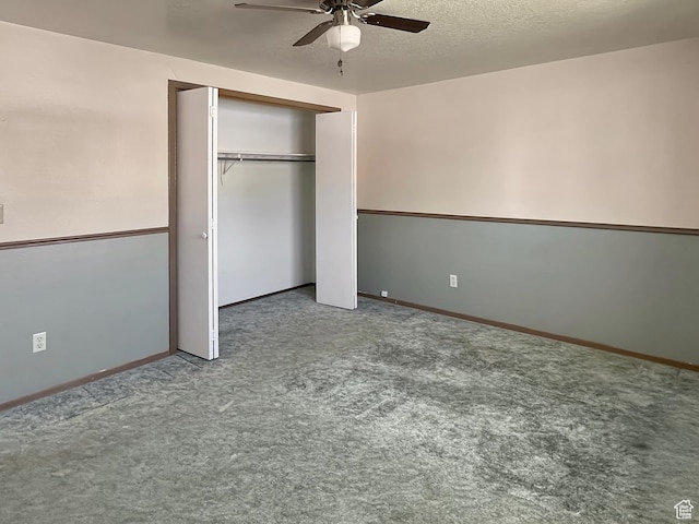 45 W 200 N, Castle Dale, UT 84513 - unfurnished bedroom with carpet floors, a closet, baseboards, and ceiling fan