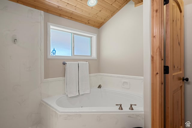 866 N Yarrow Cir Unit 38/39, Garden City, UT 84028 - full bathroom featuring a bath, wooden ceiling, and lofted ceiling