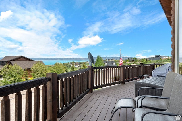 866 N Yarrow Cir Unit 38/39, Garden City, UT 84028 - wooden deck featuring a water and mountain view