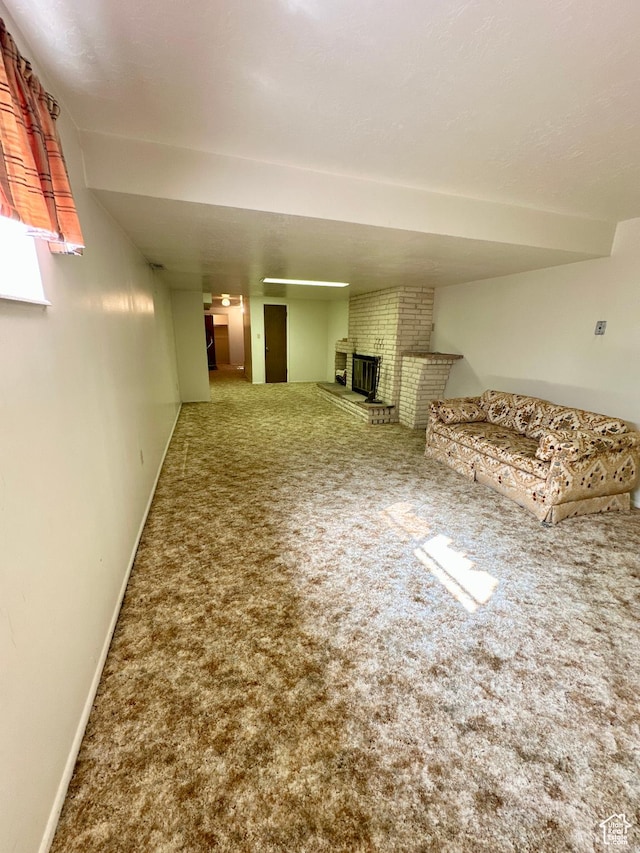 40 W 200 N, Santaquin, UT 84655 - unfurnished living room with carpet flooring and a brick fireplace