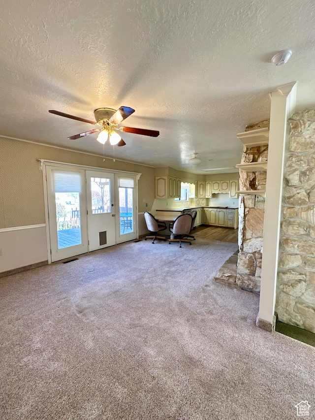 40 W 200 N, Santaquin, UT 84655 - bedroom with access to outside, a textured ceiling, light colored carpet, and ceiling fan