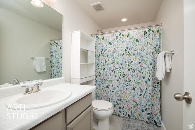 6637 W Terrace Sky Ln, West Jordan, UT 84081 - full bathroom featuring tile patterned floors, vanity, toilet, and a shower with curtain