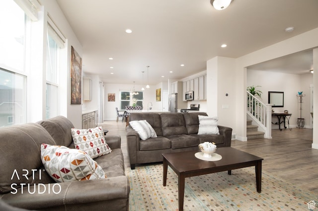 6637 W Terrace Sky Ln, West Jordan, UT 84081 - living area featuring light wood-type flooring, recessed lighting, and baseboards
