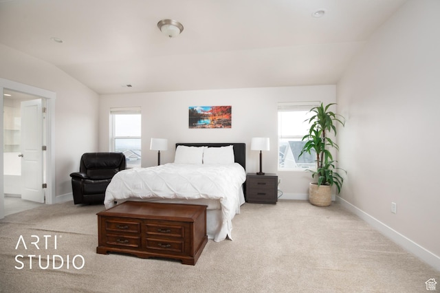 6637 W Terrace Sky Ln, West Jordan, UT 84081 - bedroom featuring carpet flooring, baseboards, and vaulted ceiling