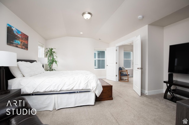6637 W Terrace Sky Ln, West Jordan, UT 84081 - bedroom with baseboards, carpet flooring, and lofted ceiling