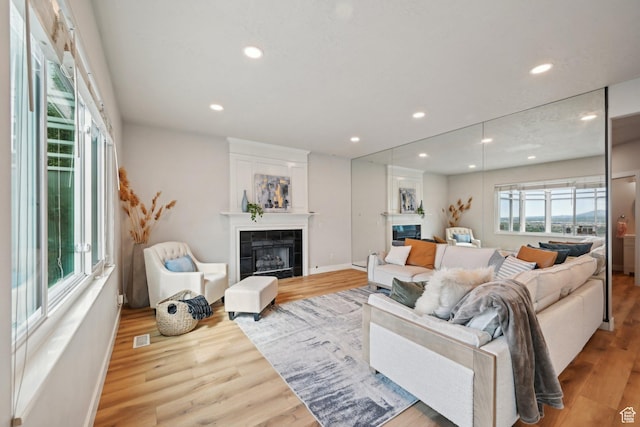 13994 S New Saddle Rd, Draper, UT 84020 - living area with a fireplace, wood finished floors, recessed lighting, and baseboards