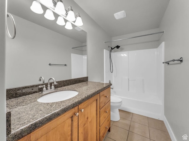 10342 S Millerton Dr, South Jordan, UT 84009 - full bathroom with toilet, tile patterned flooring, vanity, shower / tub combination, and baseboards