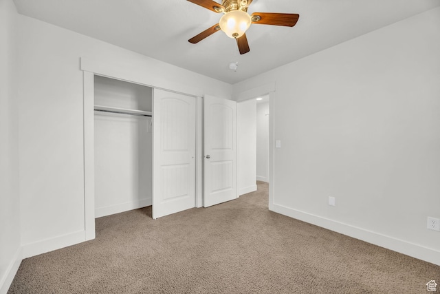 10342 S Millerton Dr, South Jordan, UT 84009 - unfurnished bedroom featuring carpet, baseboards, a closet, and a ceiling fan