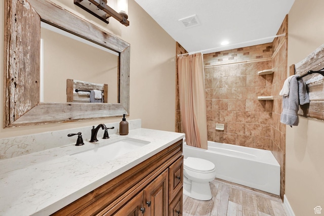 1383 N 4350 W, West Point, UT 84015 - bathroom with wood finished floors, toilet, vanity, and shower / bath combo