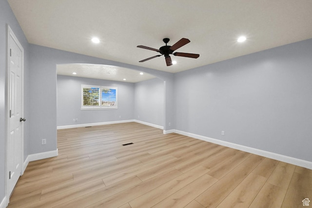 1383 N 4350 W, West Point, UT 84015 - unfurnished room featuring light wood-style floors, ceiling fan, recessed lighting, and baseboards
