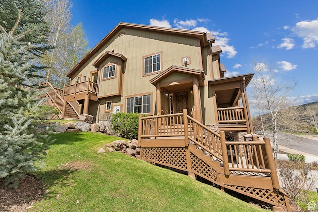 3029 Canyon Links Dr, Park City, UT 84098 - back of property featuring stairs and a lawn