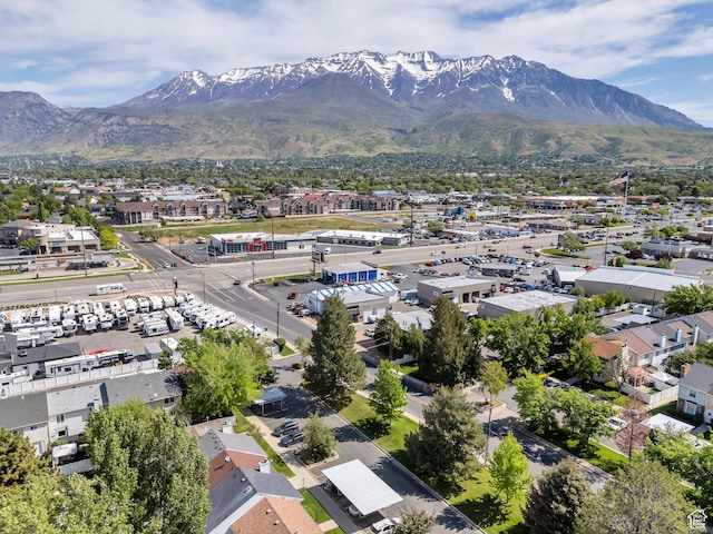 drone / aerial view of a mountainous background