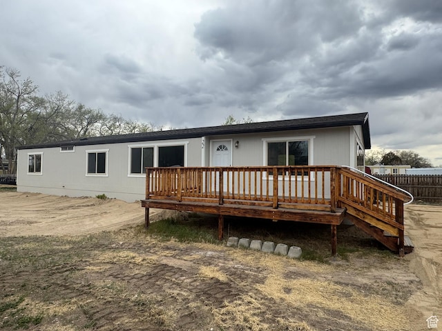 22 S 400 E, Myton, UT 84052 - rear view of house featuring a wooden deck and fence