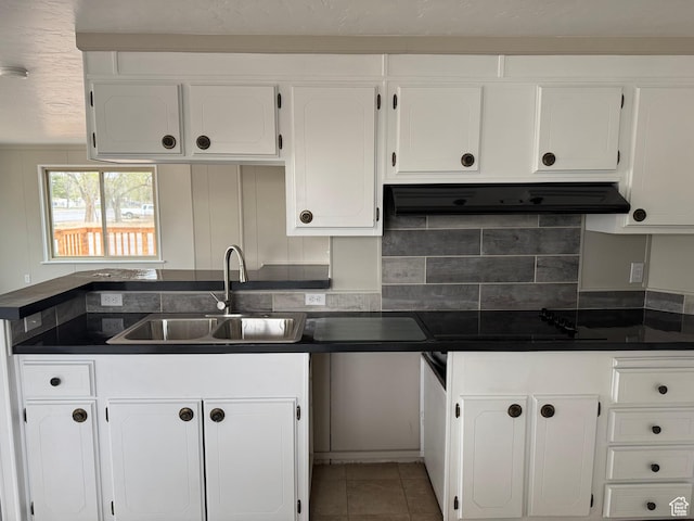 22 S 400 E, Myton, UT 84052 - kitchen featuring a sink, dark countertops, and white cabinetry