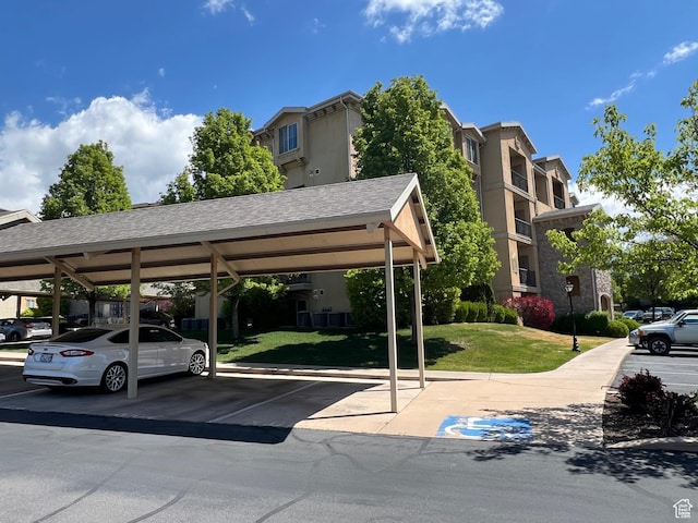 view of covered parking lot