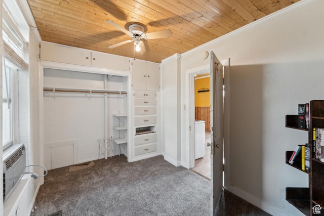 755 42nd St, South Ogden, UT 84403 - unfurnished bedroom featuring wooden ceiling, carpet flooring, washer / clothes dryer, a closet, and ornamental molding